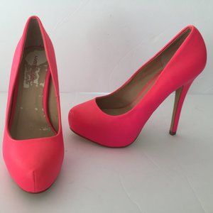 BRIGHT PINK MATERIAL GIRL PUMPS